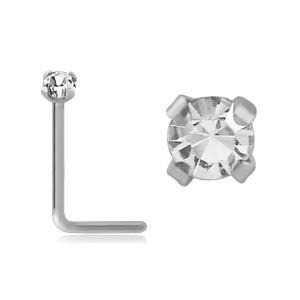 316L Surgical Steel CZ Nose Stud - L Bend- B6