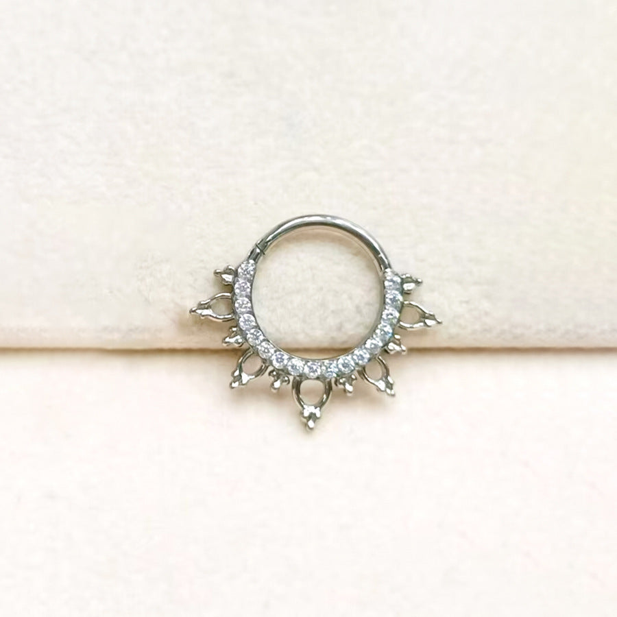 Titanium CZ Detailed Hinged Ring