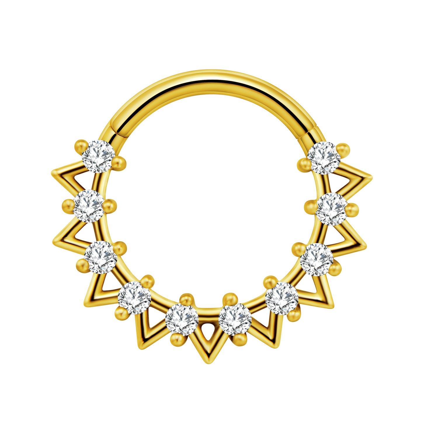 Surgical Steel Spiked CZ Hinged Ring