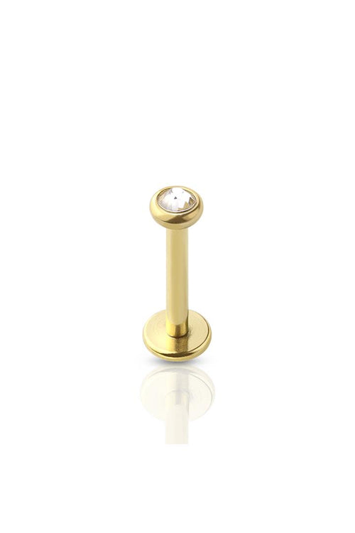 Bezel Set CZ Surgical Steel Labret