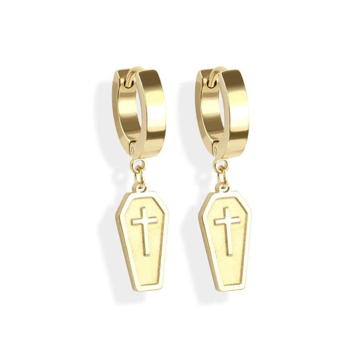 Stainless Steel Hoop - Coffin Dangle