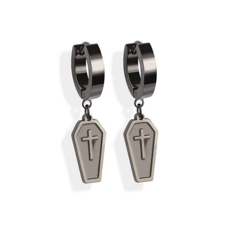 Stainless Steel Hoop - Coffin Dangle