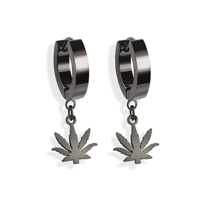 Stainless Steel Hoop - Small Marijuana Dangle