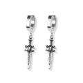 Stainless Steel Hoop - Runic Dagger Dangle