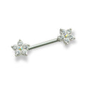 Surgical Steel Nipple Bar CZ Flower Ends