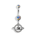 Surgical Steel Belly Bar Star Saturn Dangle