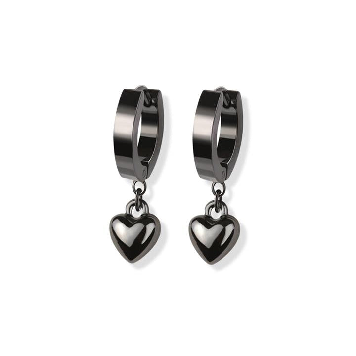 Stainless Steel Hoop - Heart Dangle