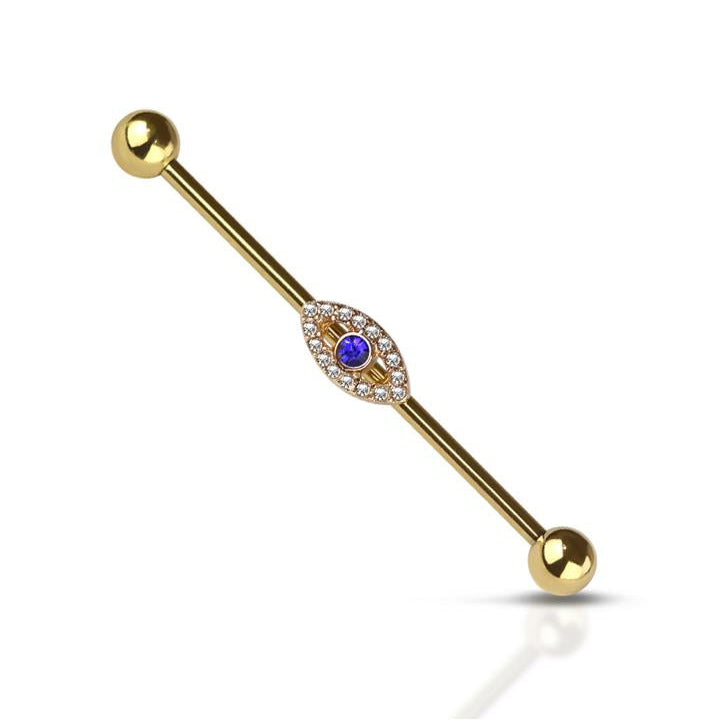 Surgical Steel Industrial Bar Evil Eye