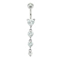 Surgical Steel CZ Heart Cascade Dangle Belly Bar