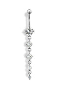 Surgical Steel 5 Gem Cascade Dangle Belly Bar