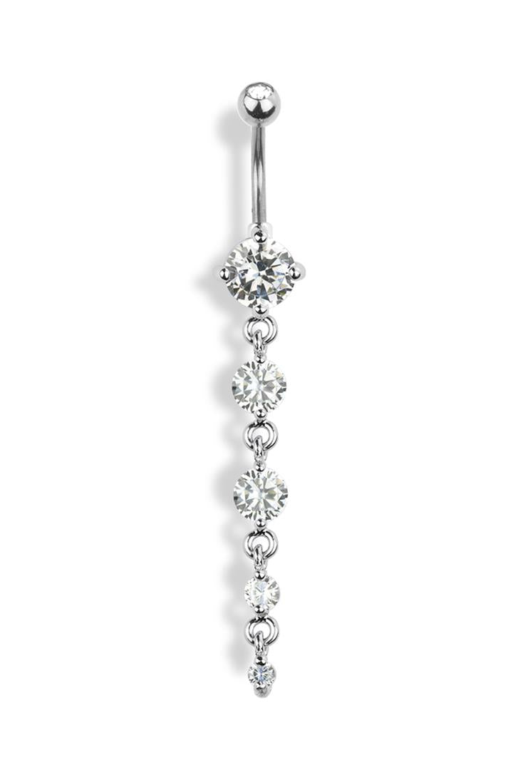 Surgical Steel 5 Gem Cascade Dangle Belly Bar