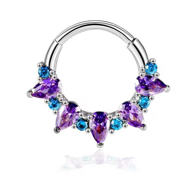 Surgical Steel Colourful Decor Hinged Ring