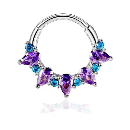 Surgical Steel Colourful Decor Hinged Ring