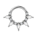 Surgical Steel CZ Rays Hinged Ring