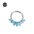 Titanium Blue Leaves Hinged Ring