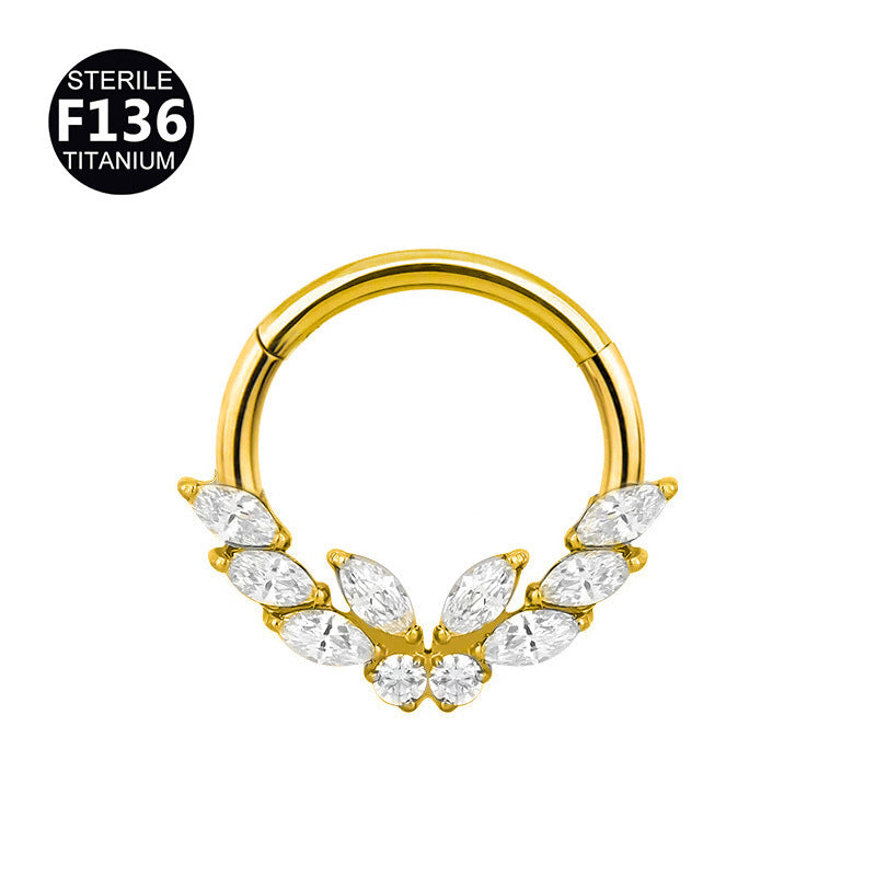 Titanium CZ Butterfly Hinged Ring