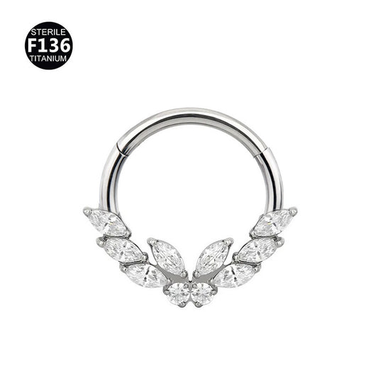 Titanium CZ Butterfly Hinged Ring