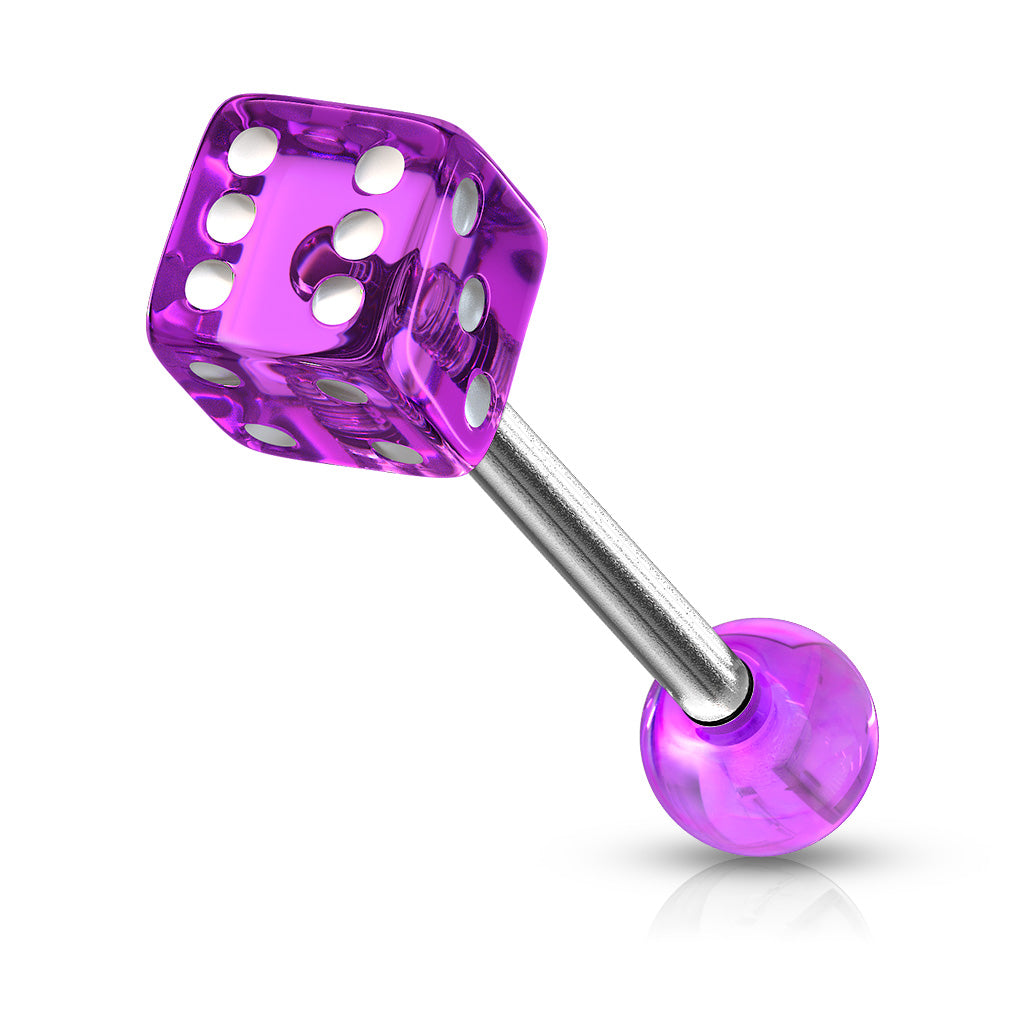 Surgical Steel Tongue Bar Acrylic Dice