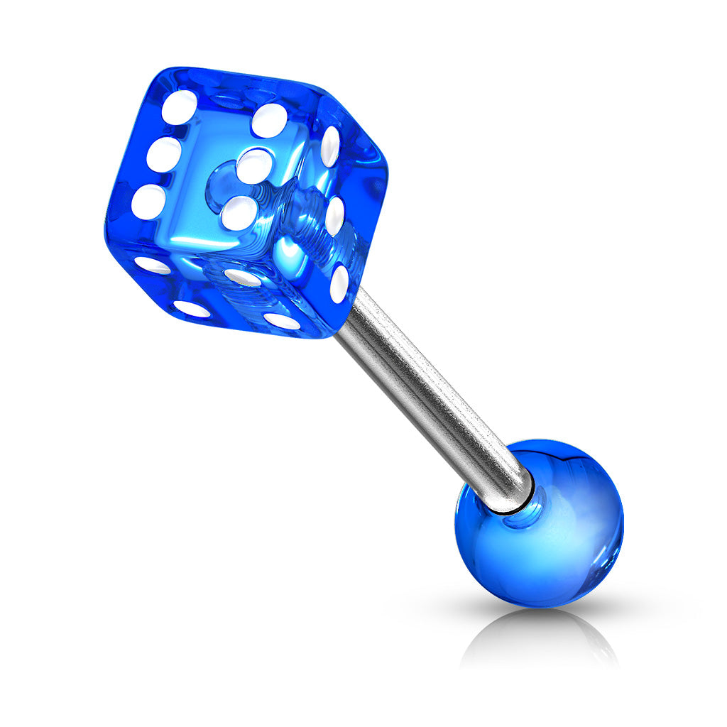 Surgical Steel Tongue Bar Acrylic Dice