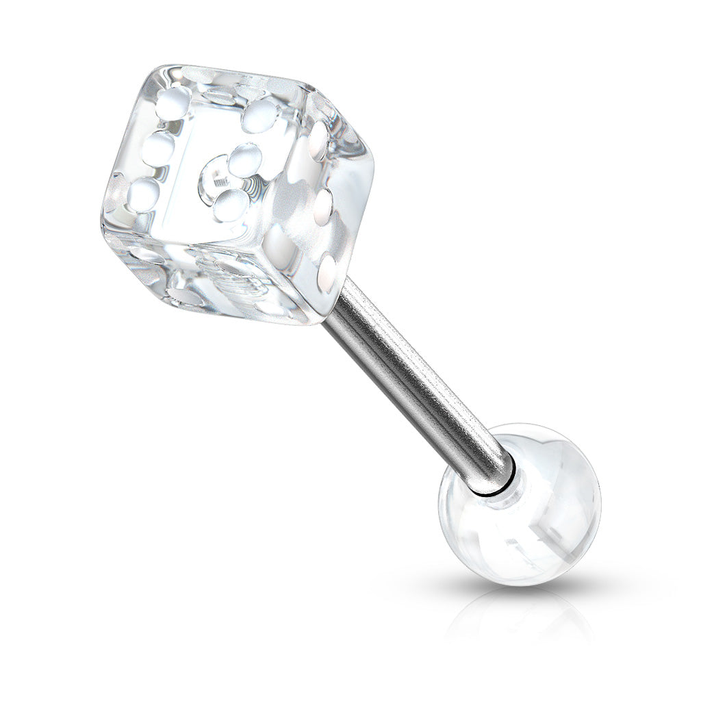 Surgical Steel Tongue Bar Acrylic Dice