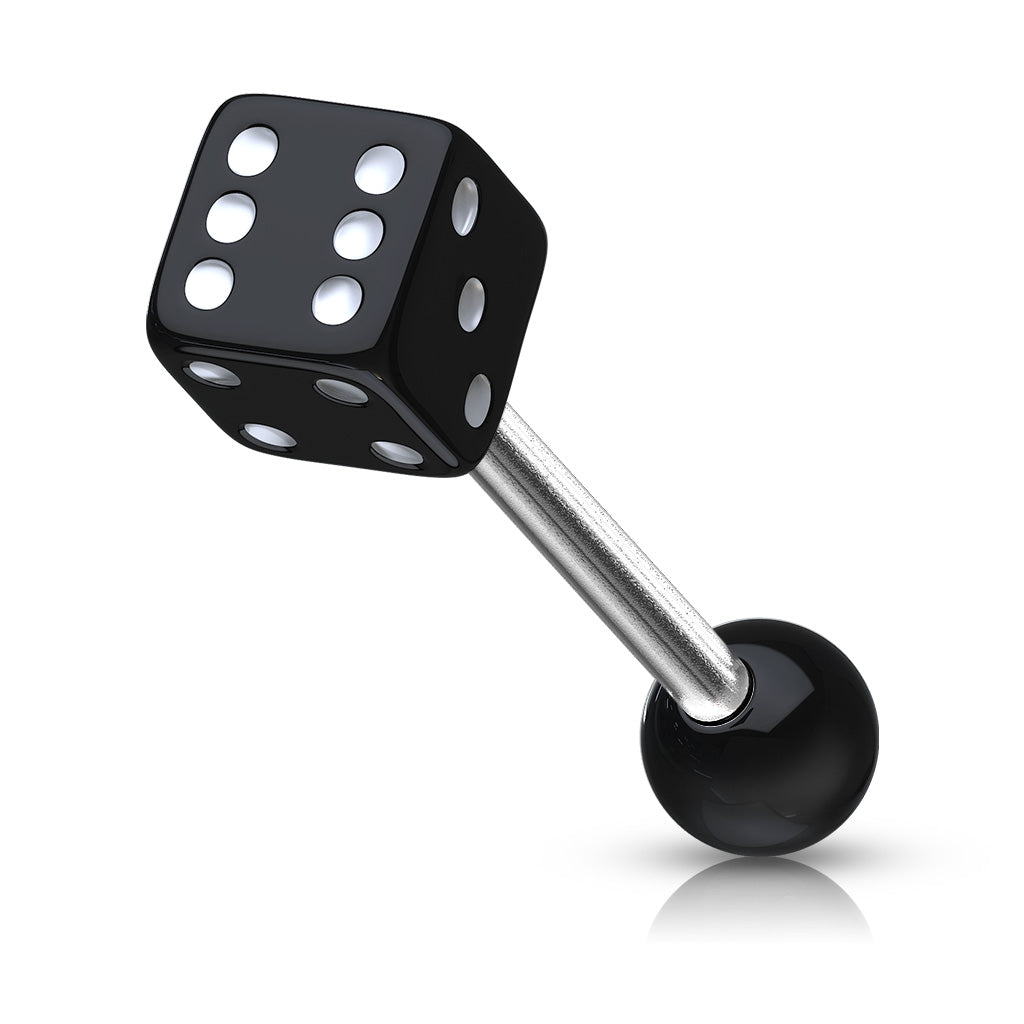 Surgical Steel Tongue Bar Acrylic Dice