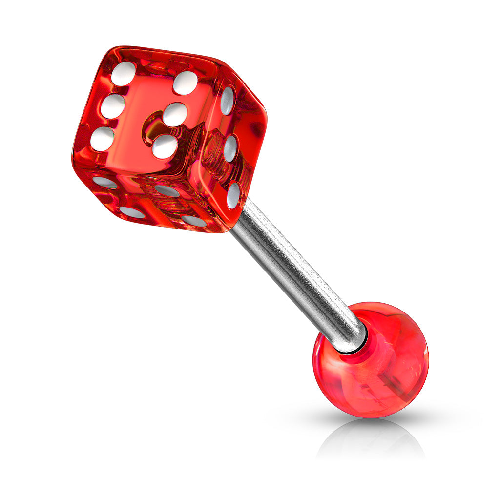 Surgical Steel Tongue Bar Acrylic Dice