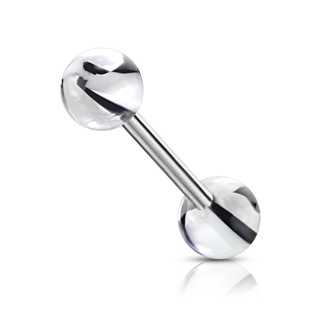 Surgical Steel Tongue Bar with Marble Acrylic Balls