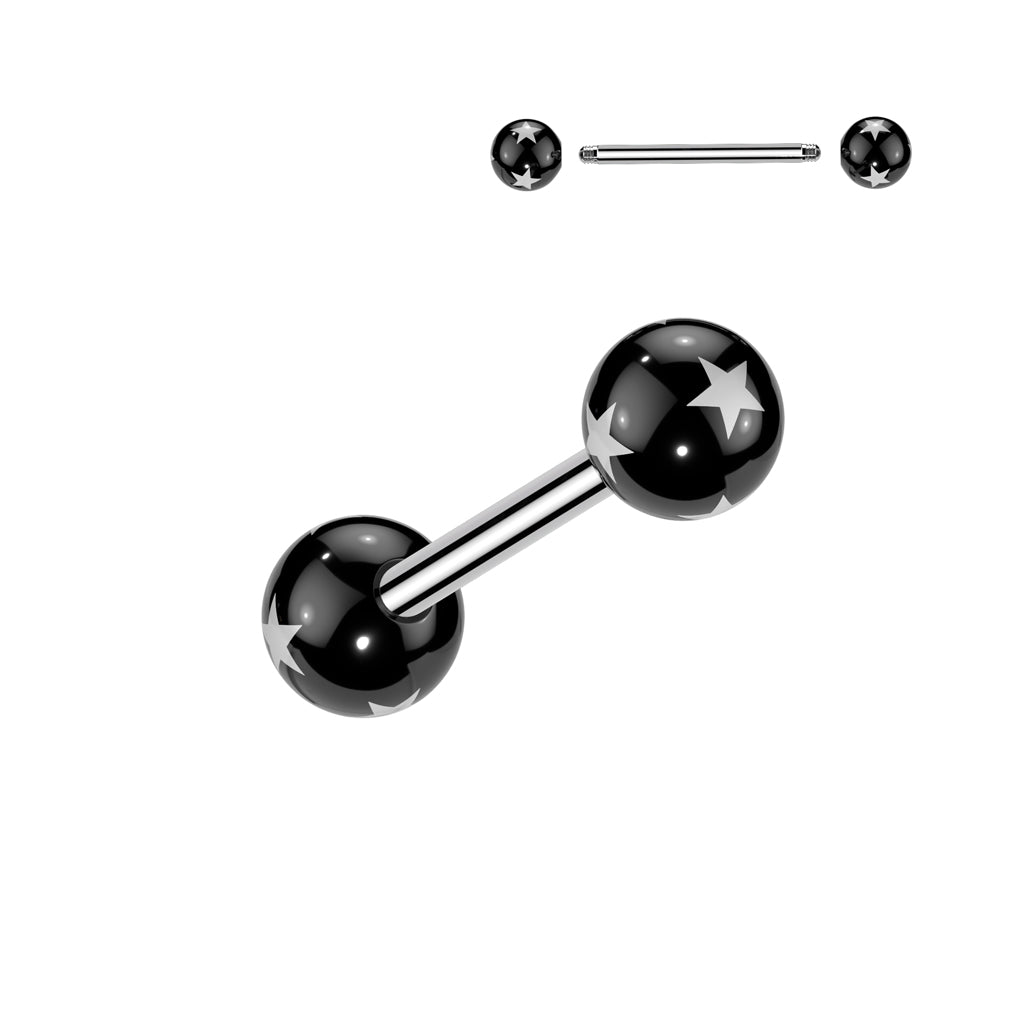 Surgical Steel Tongue Bar Multi Star Acrylic Balls