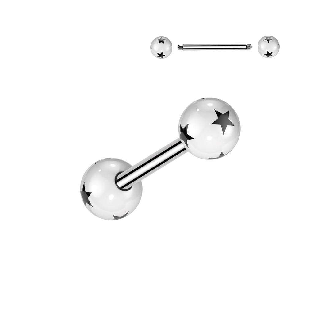Surgical Steel Tongue Bar Multi Star Acrylic Balls