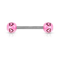 Surgical Steel Tongue Bar Multi Heart Acrylic Balls