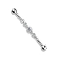 Surgical Steel Industrial Bar Triple CZ Chain