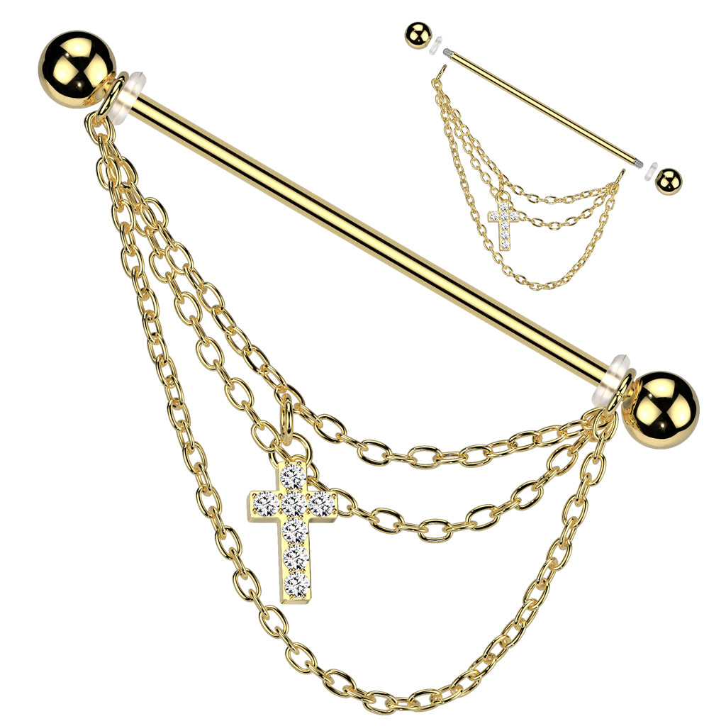 Surgical Steel Industrial Bar Triple Chain and Cross