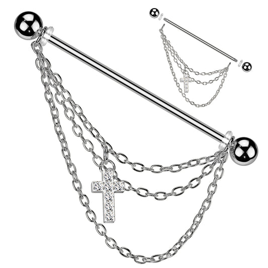 Surgical Steel Industrial Bar Triple Chain and Cross