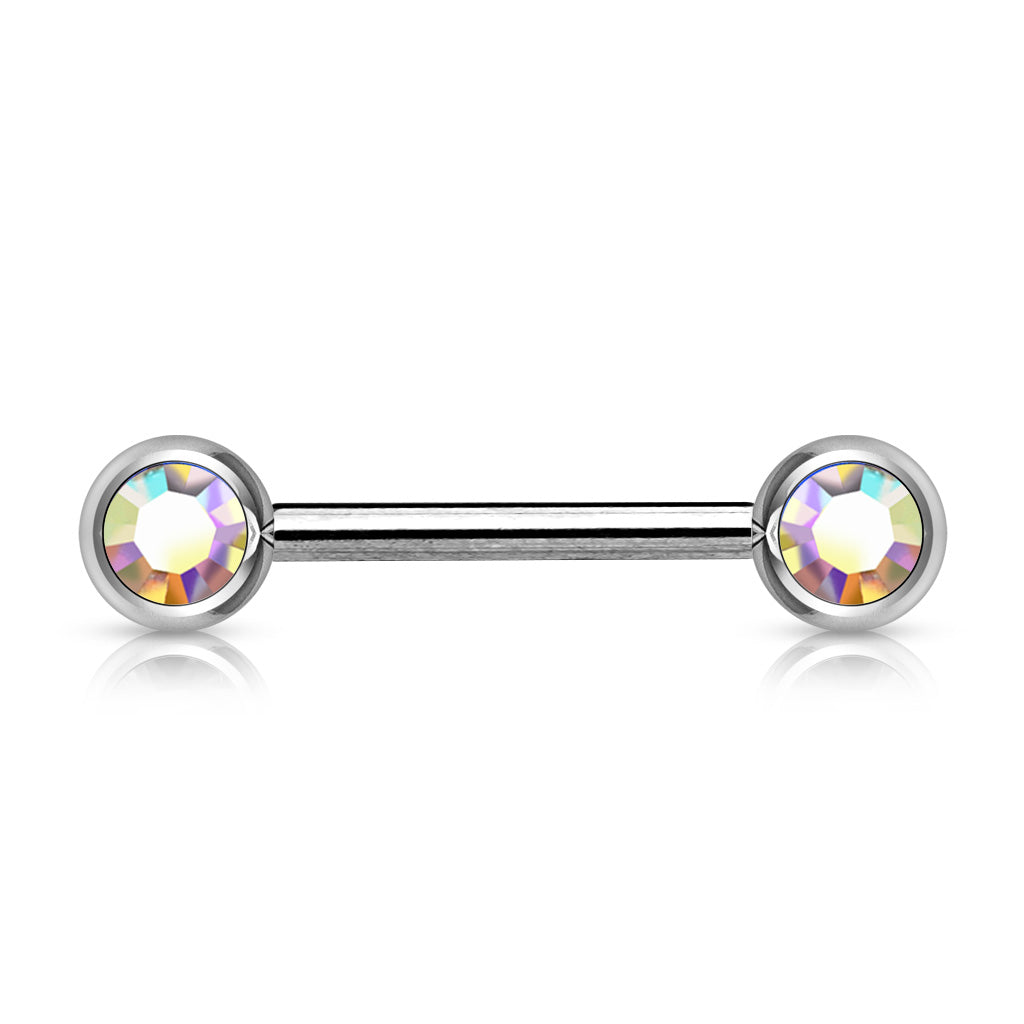 Surgical Steel Nipple Bar CZ Ball Ends