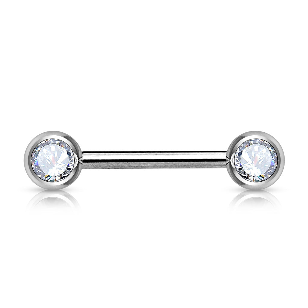 Surgical Steel Nipple Bar CZ Ball Ends