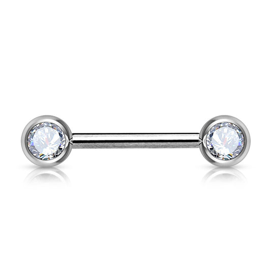 Surgical Steel Nipple Bar CZ Ball Ends