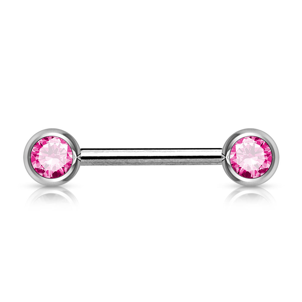 Surgical Steel Nipple Bar CZ Ball Ends