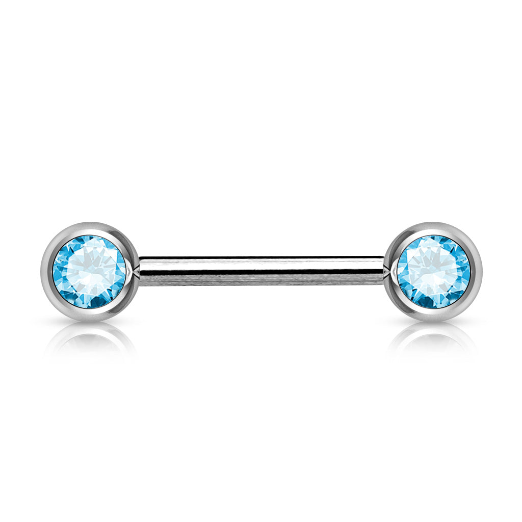 Surgical Steel Nipple Bar CZ Ball Ends
