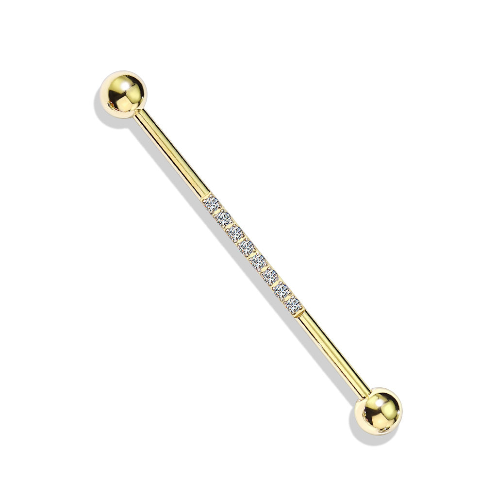 Surgical Steel Set Lined CZ Industrial Bar