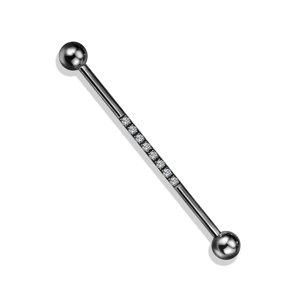 Surgical Steel Set Lined CZ Industrial Bar