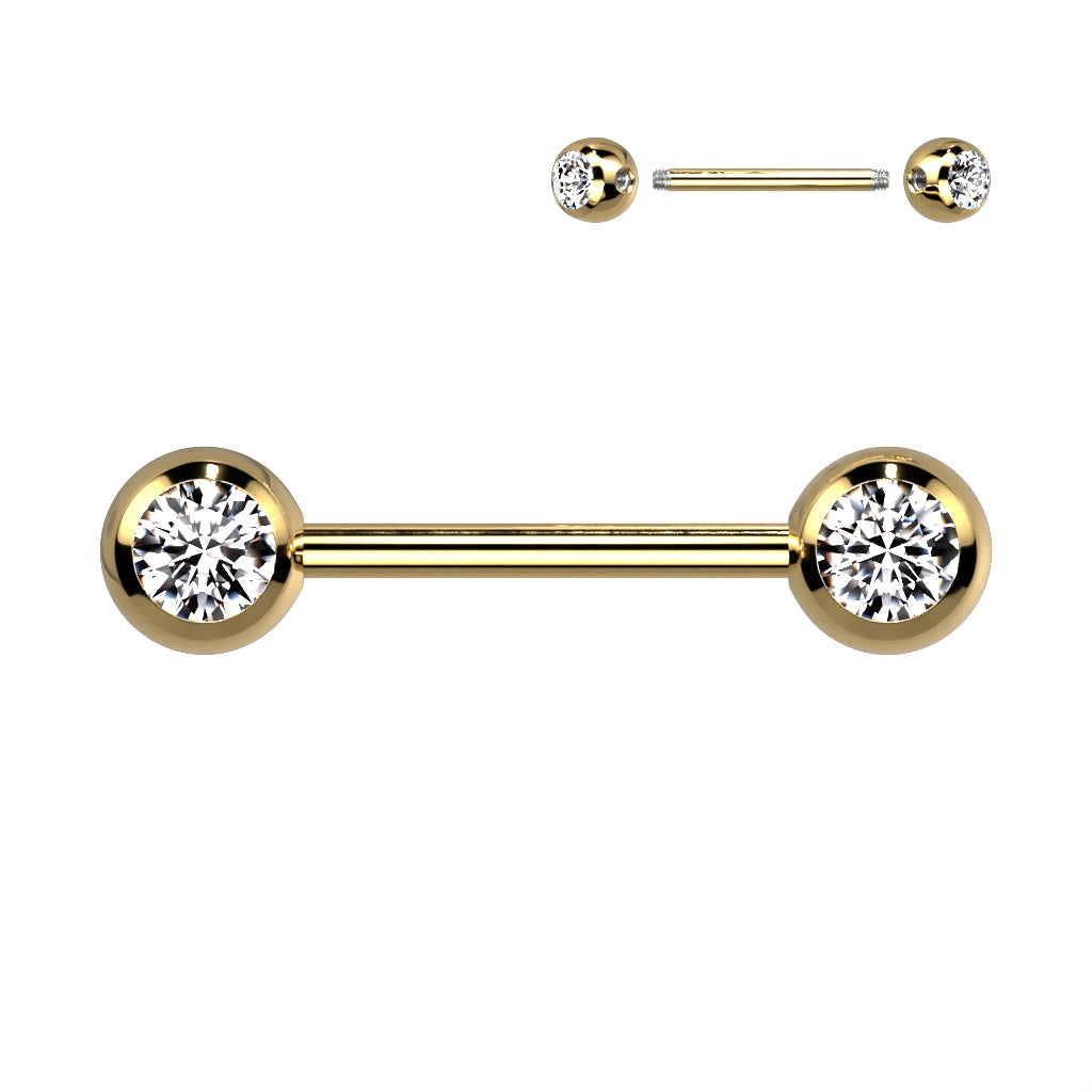 Surgical Steel Nipple Bar CZ Ball Ends