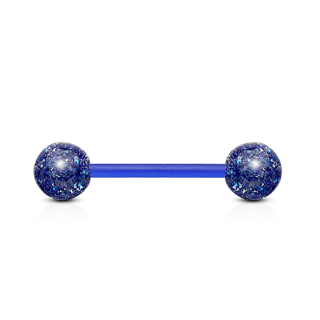 Acrylic Tongue Bar with Glitter Balls