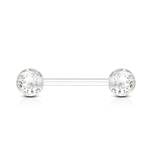 Acrylic Tongue Bar with Glitter Balls