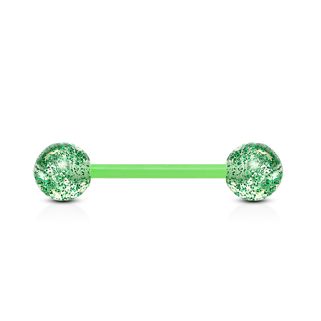 Acrylic Tongue Bar with Glitter Balls