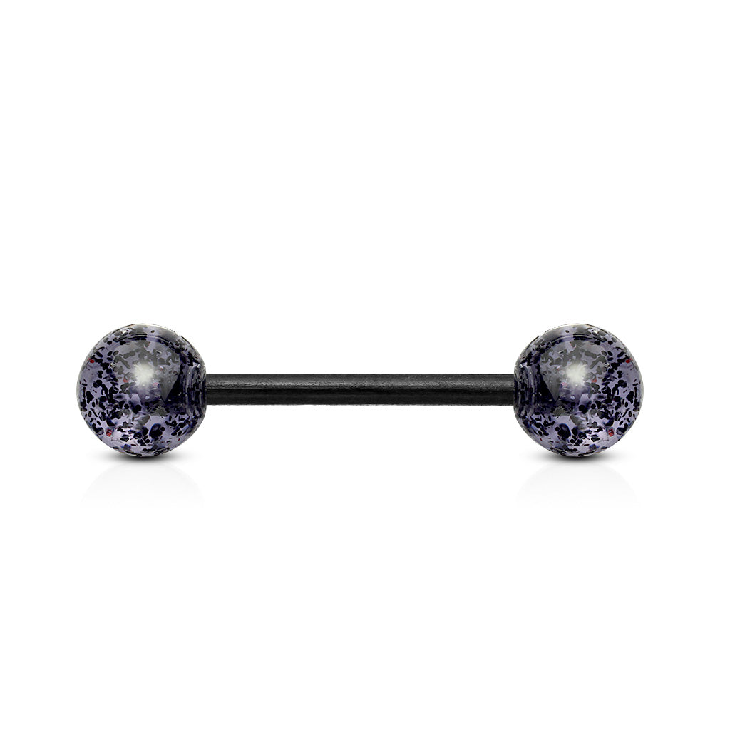Acrylic Tongue Bar with Glitter Balls