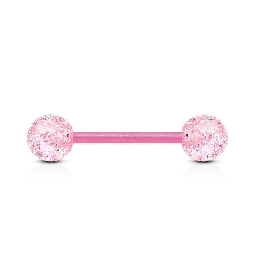 Acrylic Tongue Bar with Glitter Balls