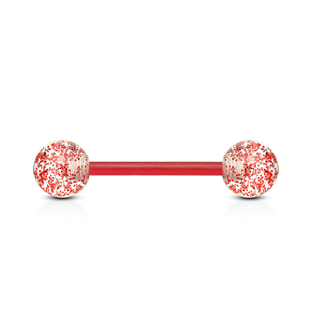 Acrylic Tongue Bar with Glitter Balls
