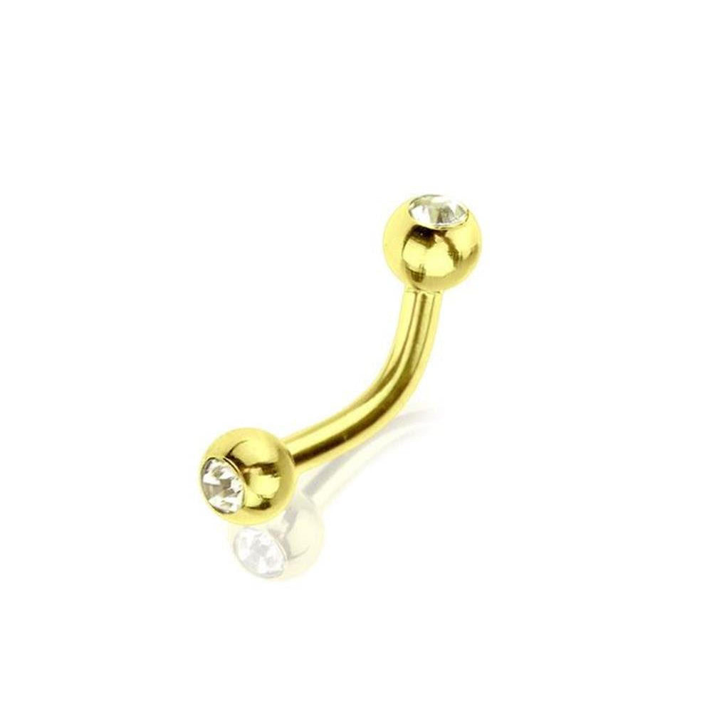 Surgical Steel CZ Ball Curve Bar