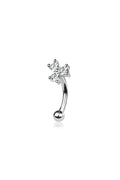 Surgical Steel Triple Gem Curved Bar