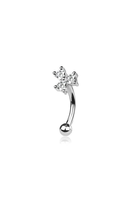Surgical Steel Triple Gem Curved Bar